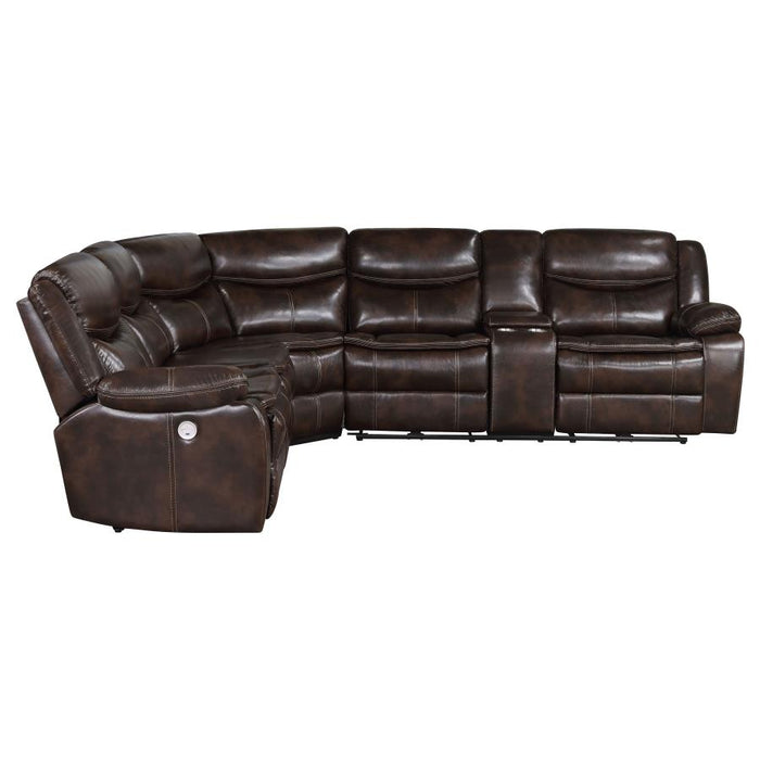 Sycamore Power Reclining Leatherette Sectional Sofa/Couch Brown NEW CO-610190P