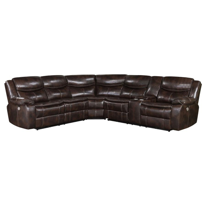 Sycamore Power Reclining Leatherette Sectional Sofa/Couch Brown NEW CO-610190P