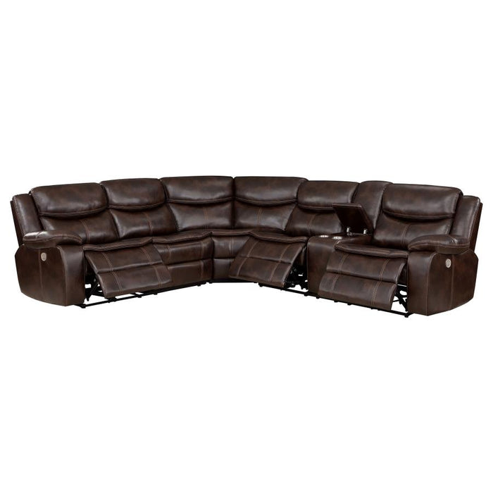 Sycamore Power Reclining Leatherette Sectional Sofa/Couch Brown NEW CO-610190P