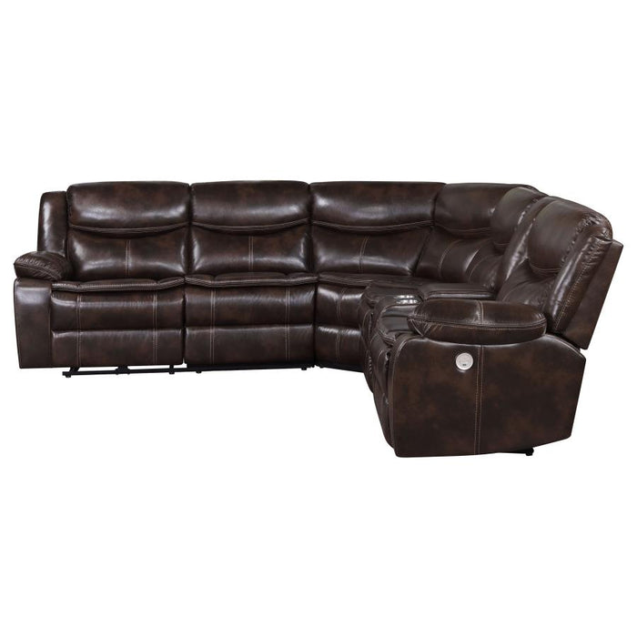 Sycamore Power Reclining Leatherette Sectional Sofa/Couch Brown NEW CO-610190P