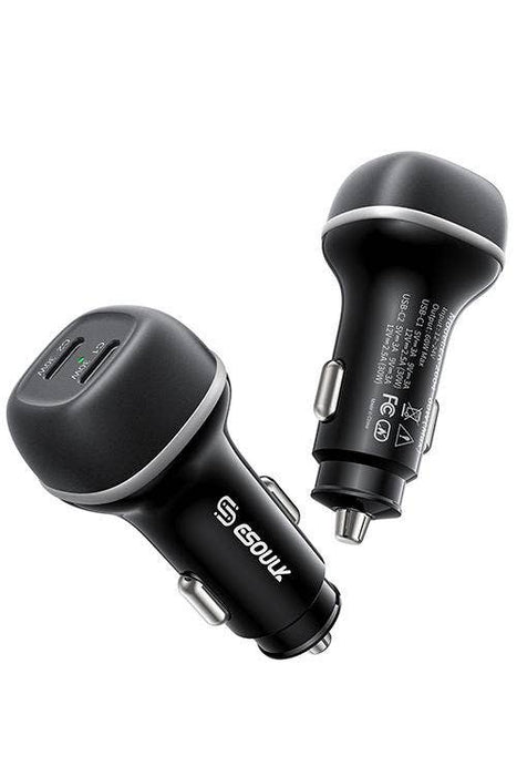 Esoulk 60W PD Dual USB-C Car Charging Plug EK2004BK