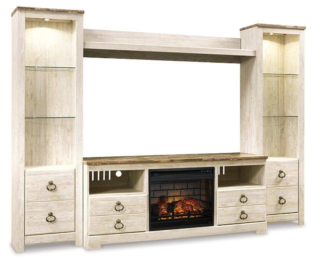 Willowton 4-Piece Entertainment Center with Electric Fireplace