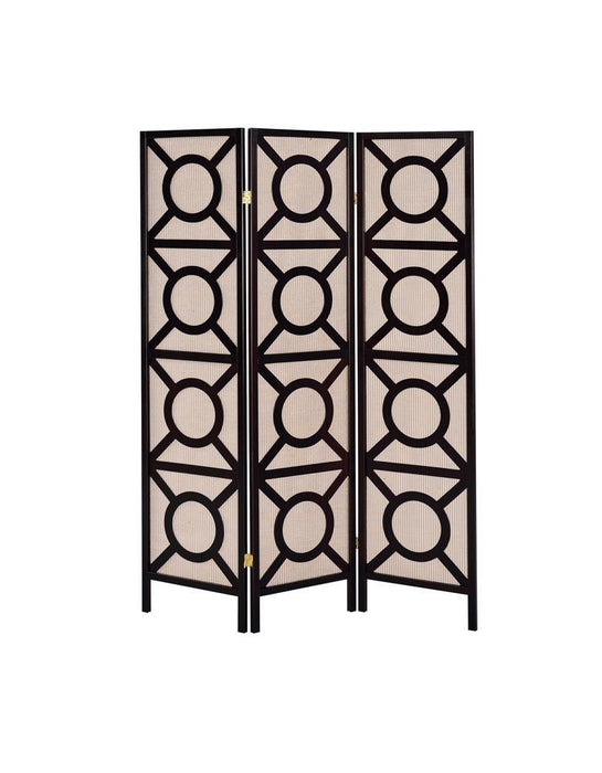 Vulcan 3-panel Geometric Folding Screen Tan and Cappuccino