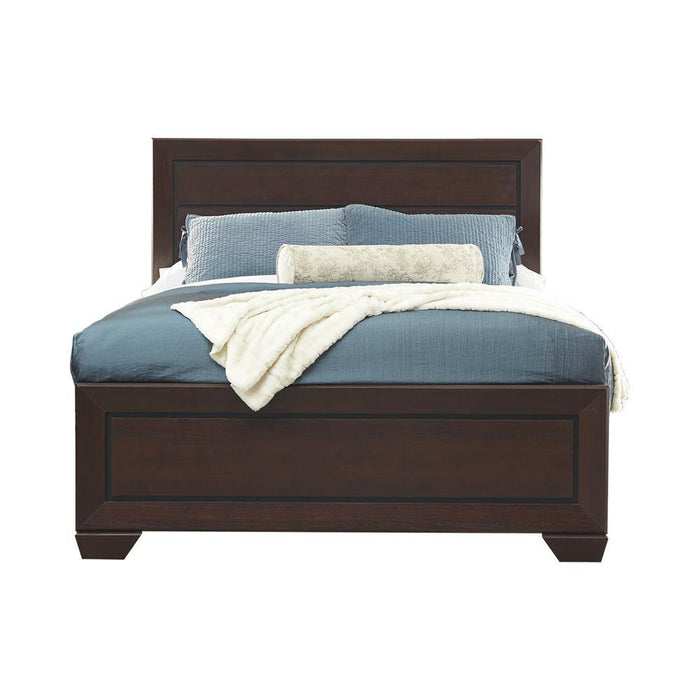 Kauffman Eastern King Panel Bed Dark Cocoa