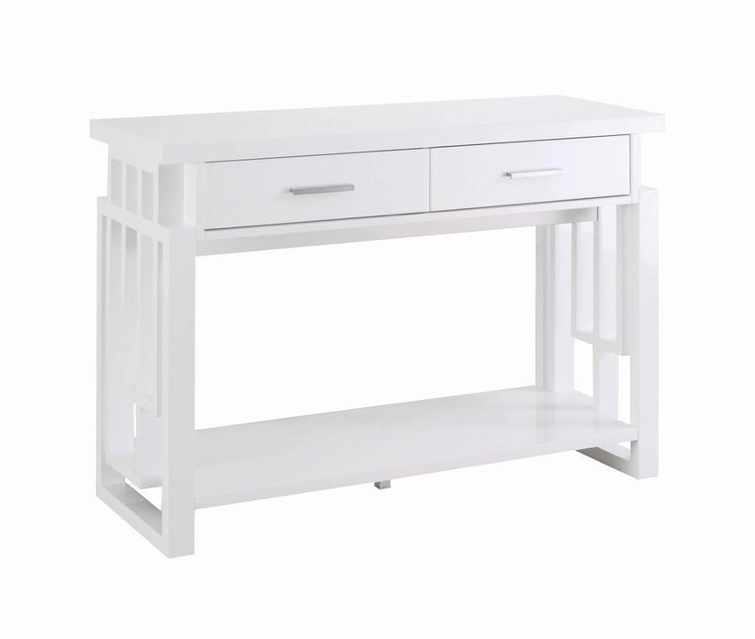 Schmitt Rectangular 2-drawer Sofa Table High Glossy White