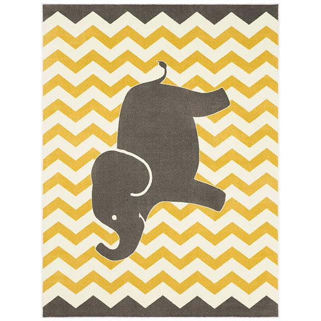 BARON 5' X 8', Area Rug, Elephant, Yellow/Gray image