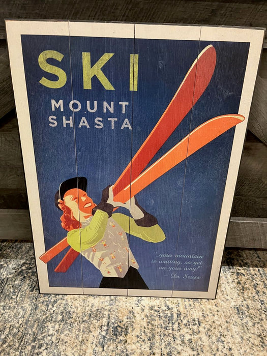 Ski Mount Shasta Girl with Skis Dark Background 17x23 NEW customizable MD-25011