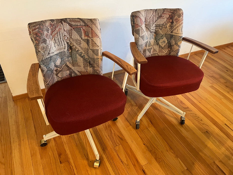 Upholstered kitchen or dining chairs on casters 32721