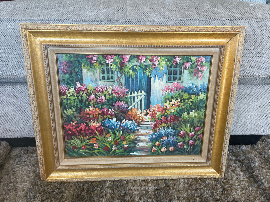 Marion Boyce flower garden painting framed picture 32827