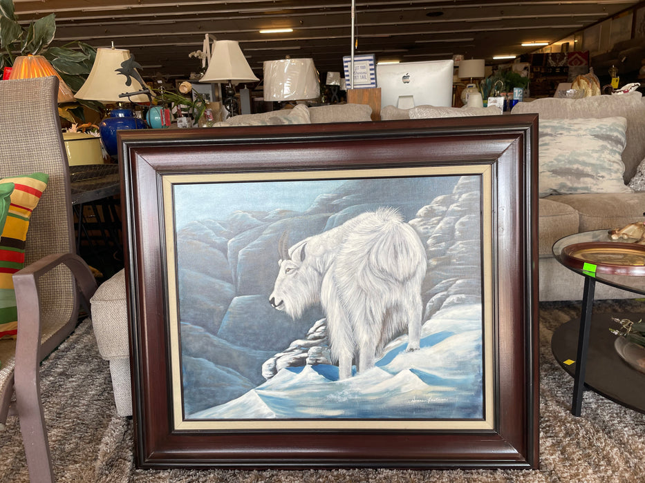 Mountain Majesty shaggy mountain goat framed oil painting signed by Diane Eastman 32859