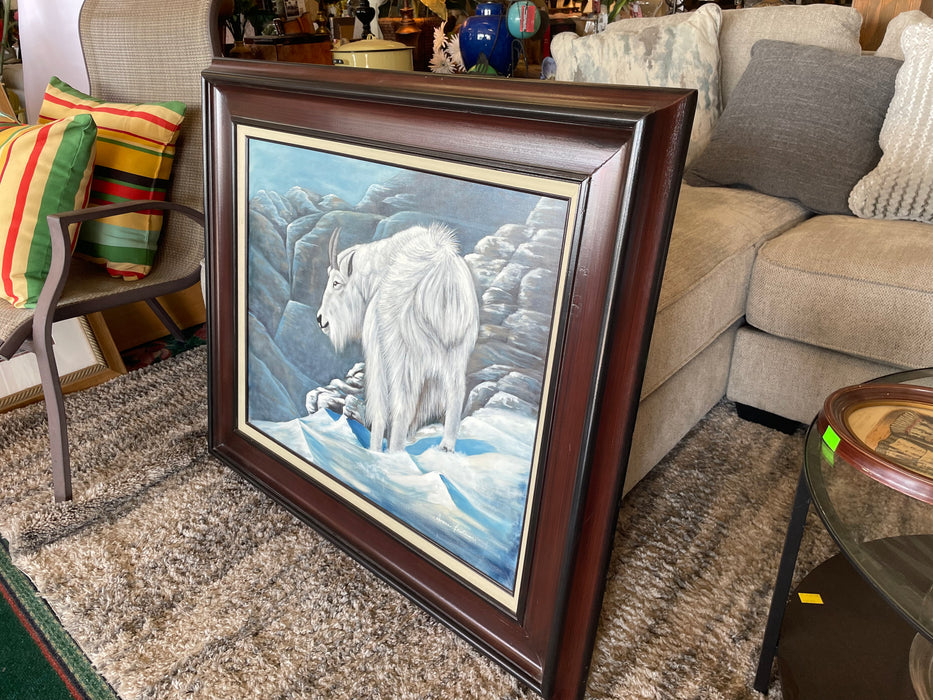 Mountain Majesty shaggy mountain goat framed oil painting signed by Diane Eastman 32859