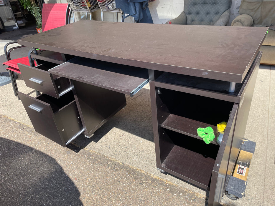 Modern black desk with 2 drawers one door 32861