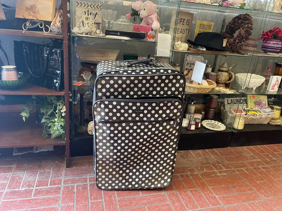 Olympia black with white polka dot luggage suitcase airline bag w/ wheels 32904