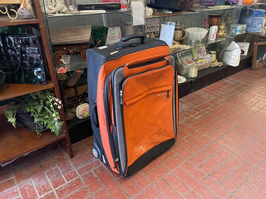 Columbia orange luggage suitcase airline bag w/ wheels 32906