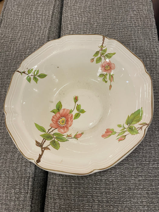 Floral bowl with gold trim pink blossem 33305