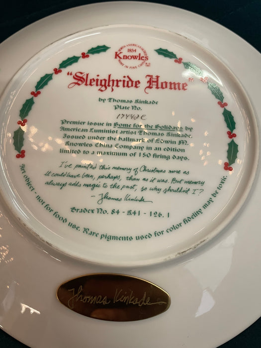 "Sleighride Home" Thomas Kinkade collectors plate 33329