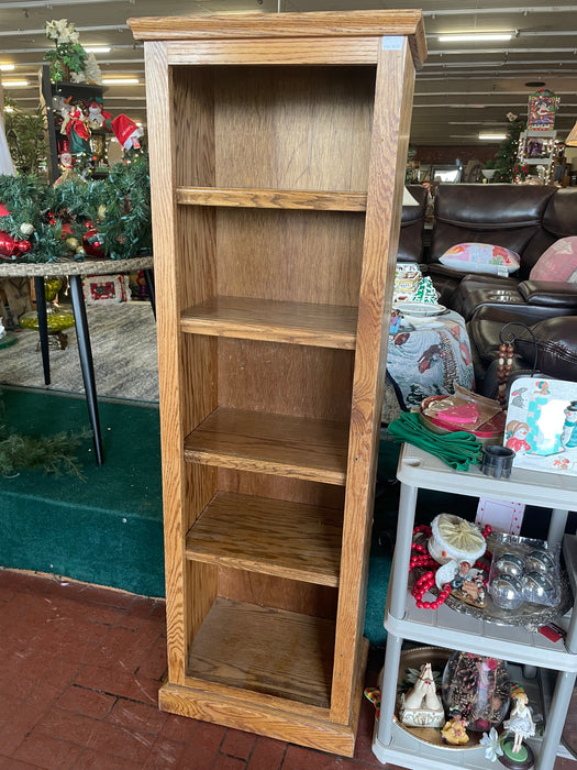 Attractive tall narrow oak bookcase/bookshelf 33362