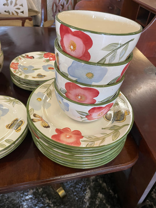 Pfaltzgraff butterfly botanical dish 29pc dinnerware set 32746