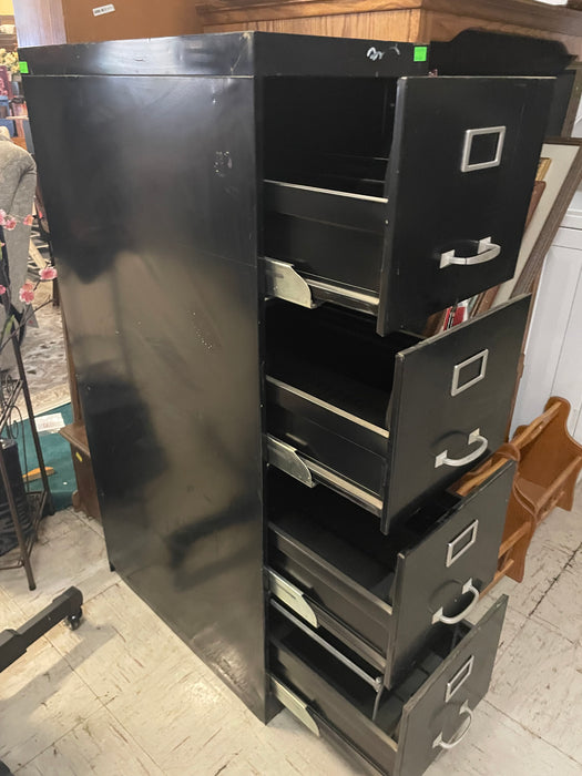 Black metal filing cabinet w/ 4 file drawers 32757