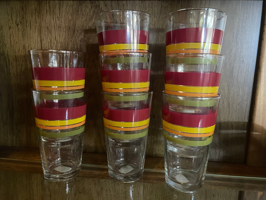 Cristar Herradura 16oz retro stripe glass set of 8 32780