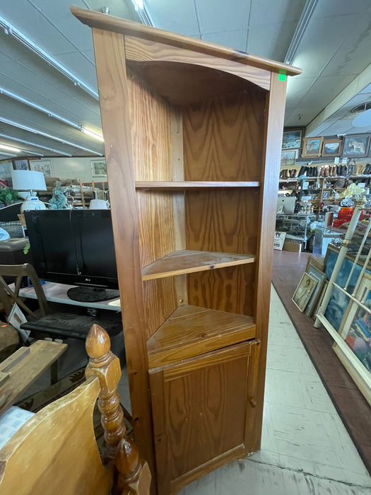 Knotty pine wood corner display shelf 32778