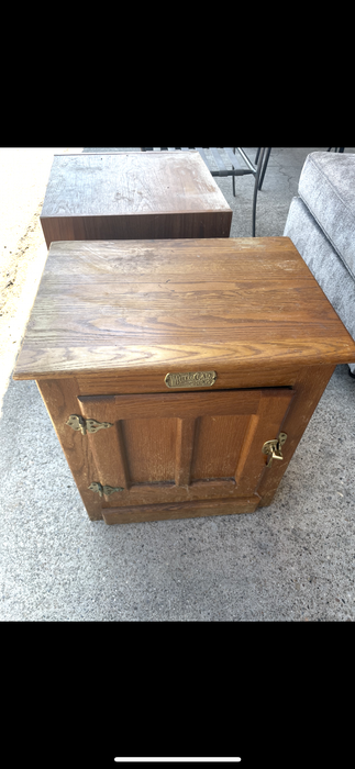 Vintage White Clad ice box replica end table cabinet 32785