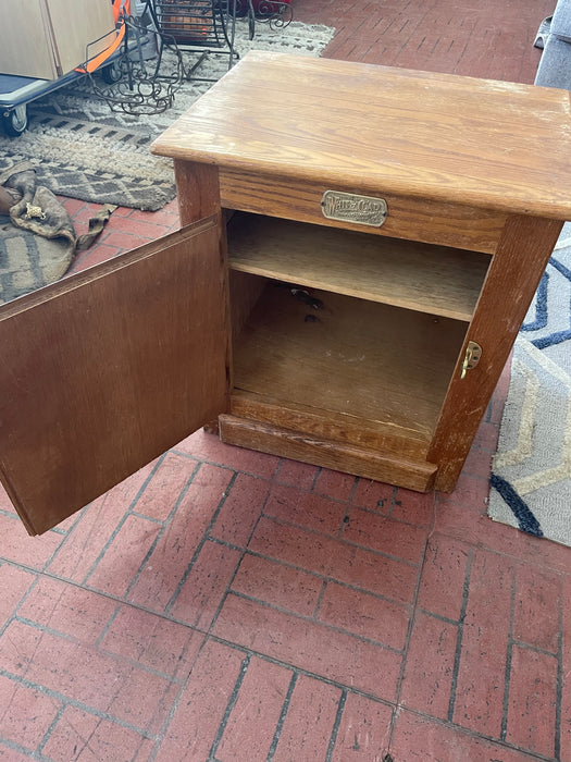 Vintage White Clad ice box replica end table cabinet 32785