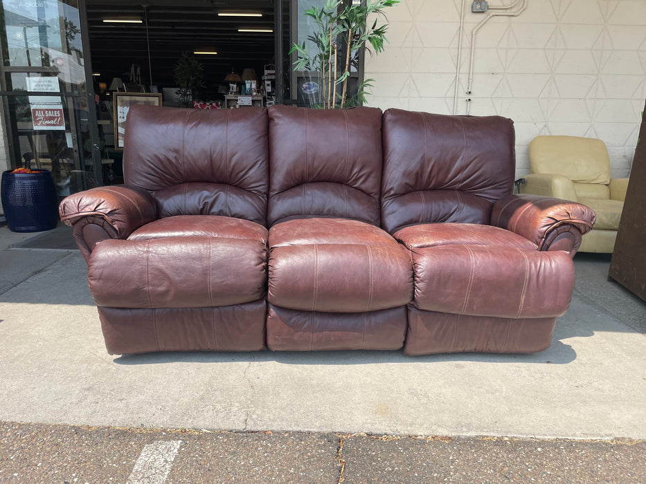 Brown leatherette reclining sofa couch 32797