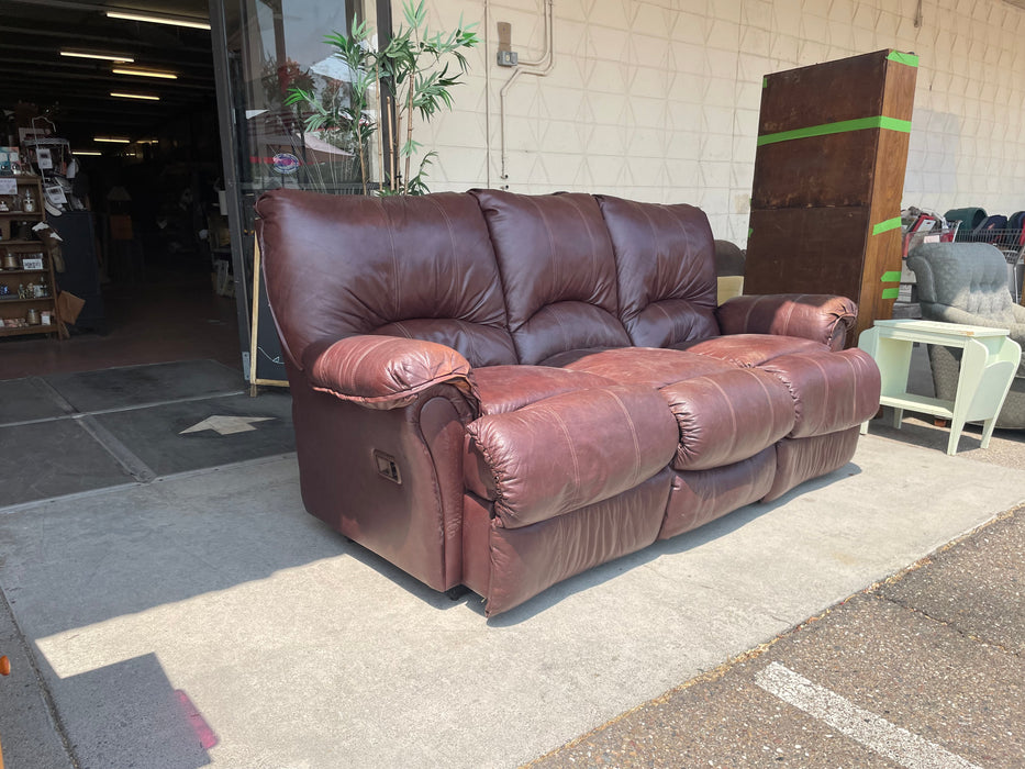 Brown leatherette reclining sofa couch 32797