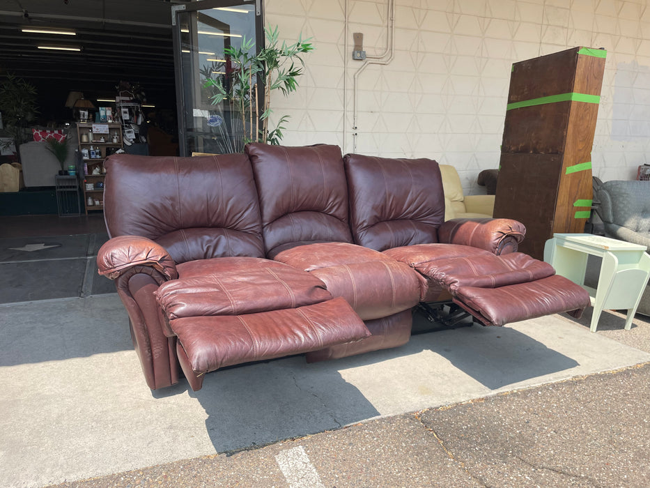 Brown leatherette reclining sofa couch 32797