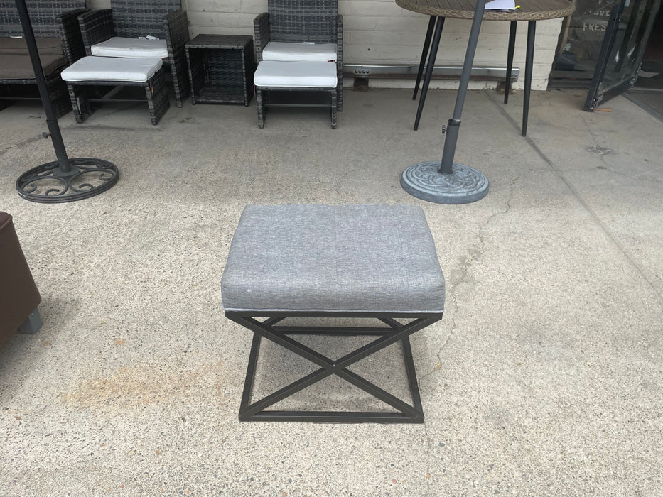 Gray/grey upholstered metal frame ottoman footstool 32655