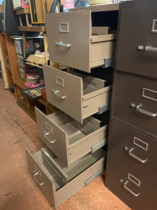 Tan tall metal 4 file drawer filing cabinet 32535