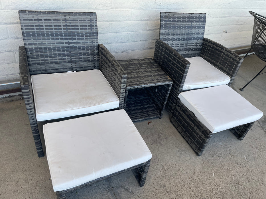 Gray wicker 2 patio chairs w/ 2 ottomans patio outdoor 4pc set by Orange Casual 32532