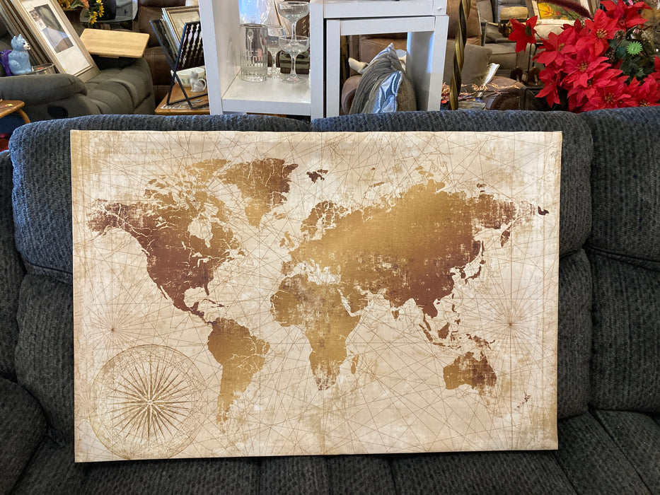 Wold map gallery wrap picture 32556