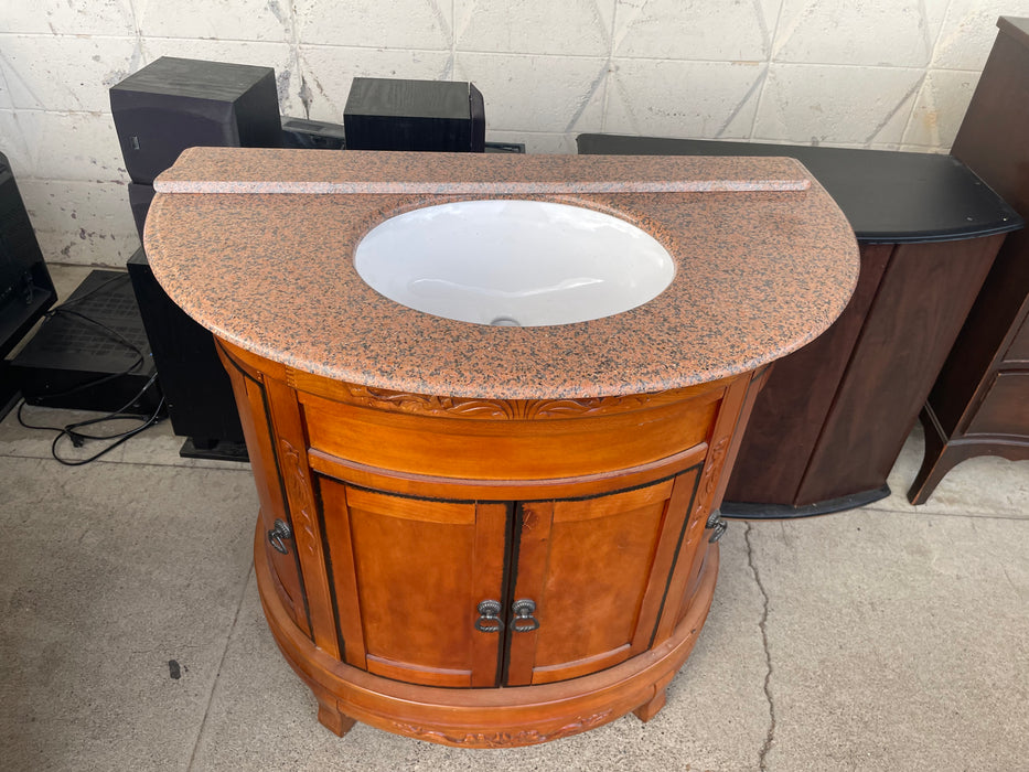 Granite or marble ornate bathroom vanity cabinet 33277