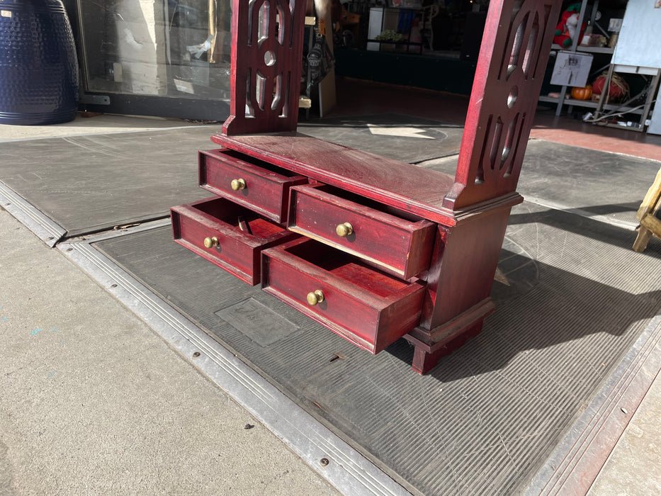 Small ornate 4 tier shelf with 4 drawers 33278