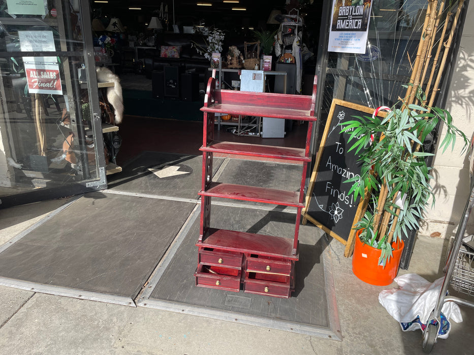 Small ornate 4 tier shelf with 4 drawers 33278