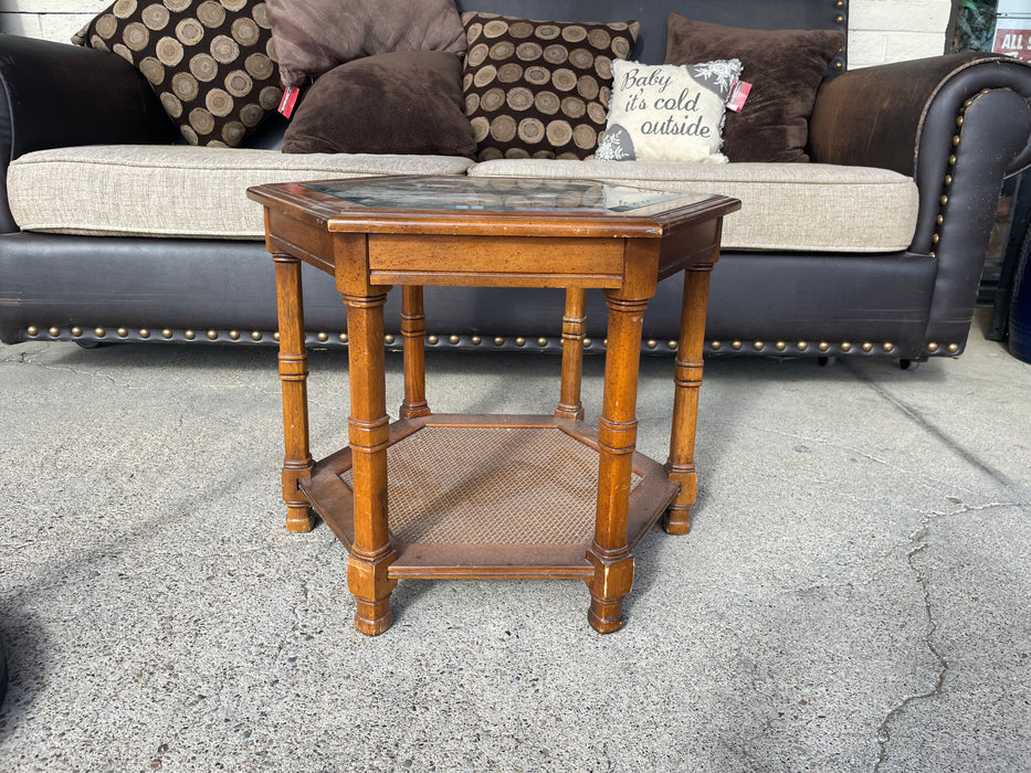 Octagon end/side table w/ beveled glass top 33279