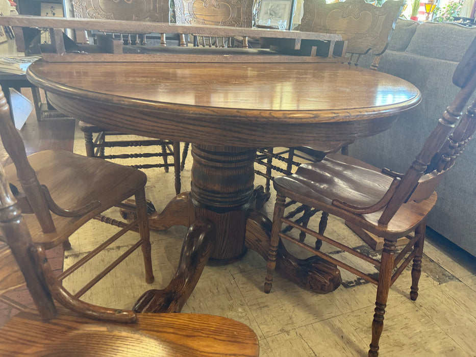 Oak kitchen or dining table w/ 2 leaves, 6 chairs 7pc set 33023