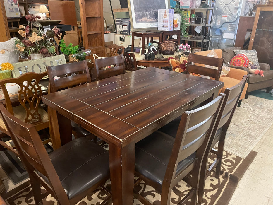 Larchmont collection counter height dining table w/ leaf, 6 chairs 33030