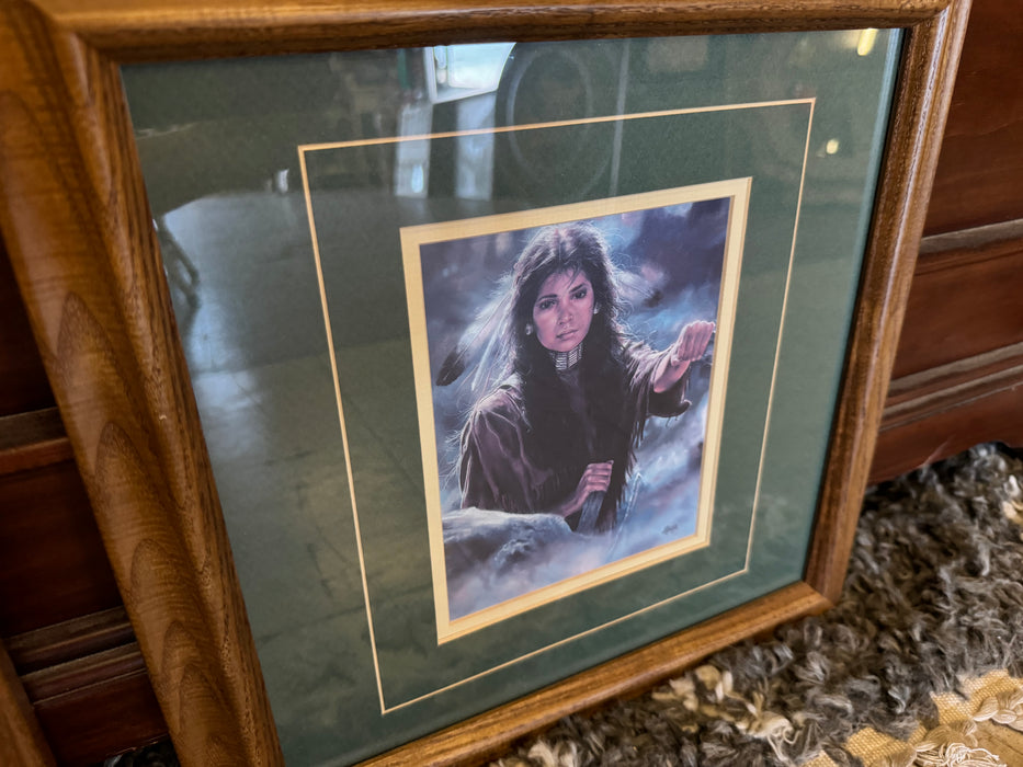 Native American girls print framed matted picture 33088