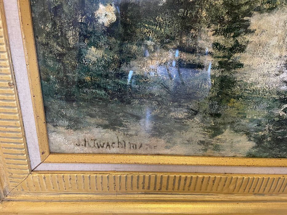 On the Terrace John Henry Twachtman reproduction print framed matted picture 33093