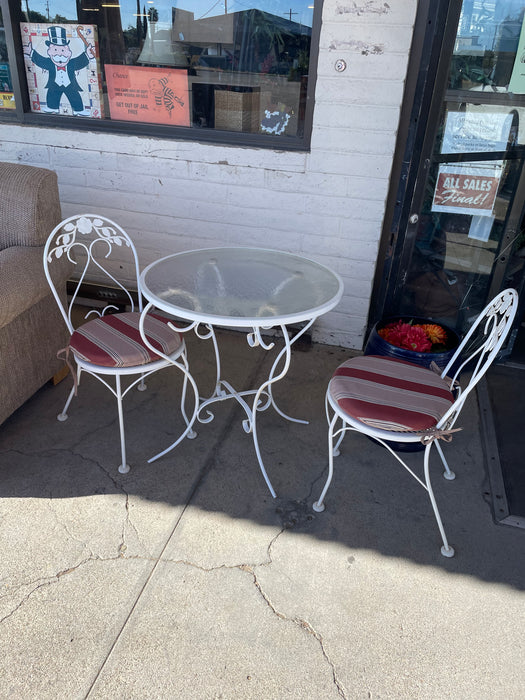 White outdoor dining patio table w 2 chairs 3pc set 33103