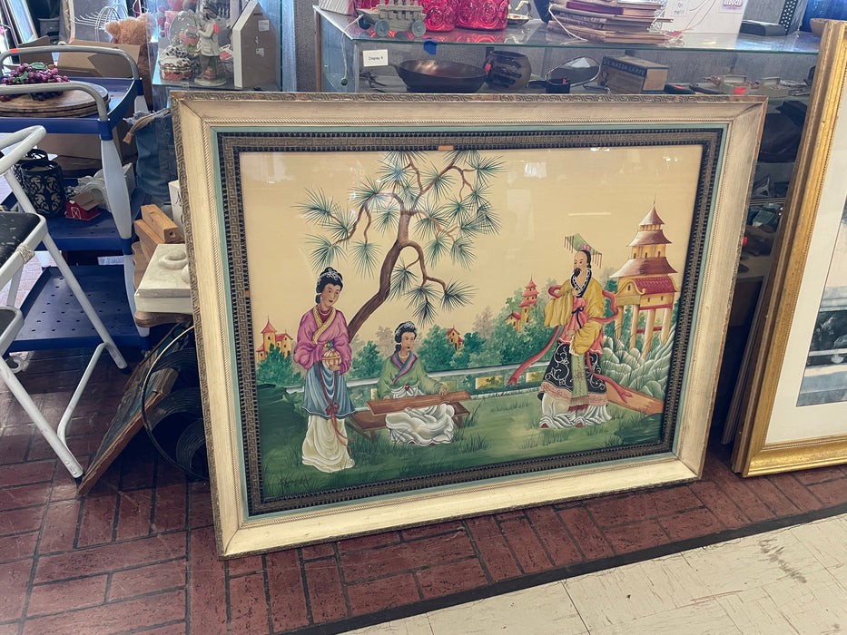 Asian painting framed matted picture 33138