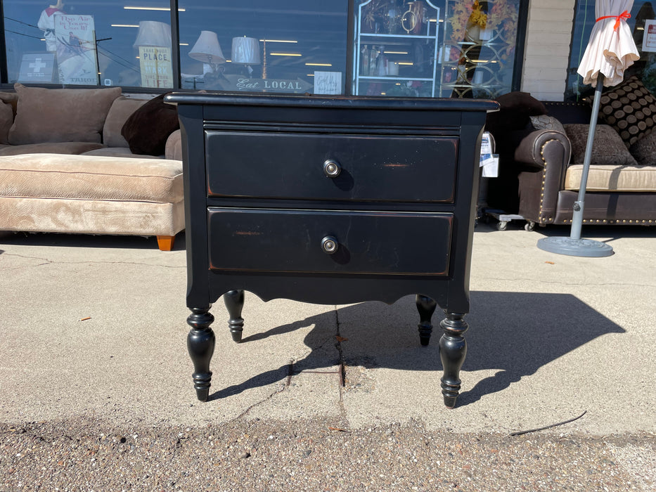 Black 2 drawer nightstand end side entry table 33148