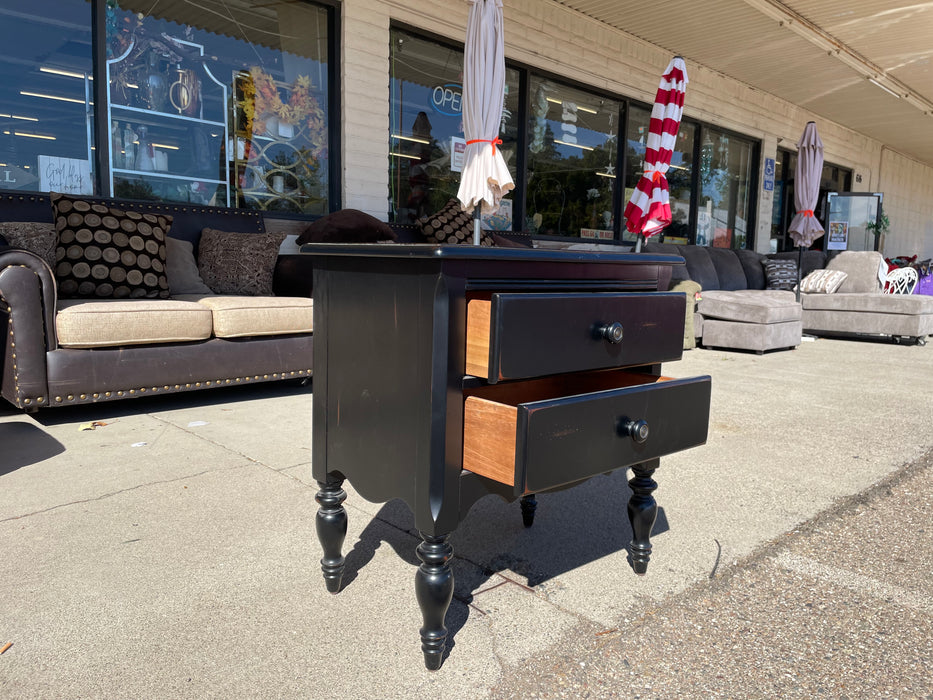 Black 2 drawer nightstand end side entry table 33148