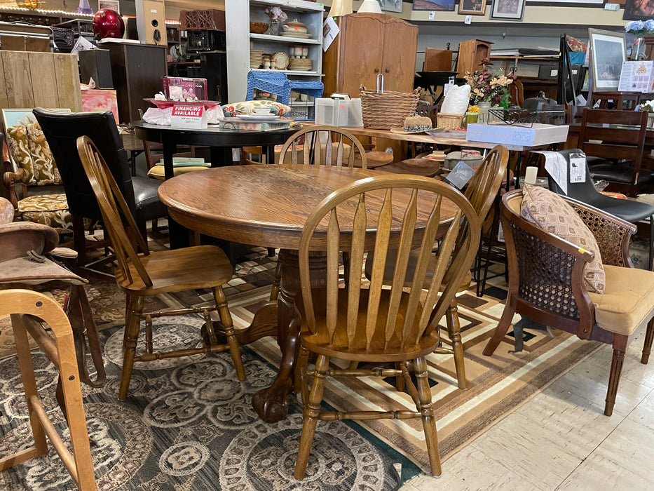 Wood kitchen or dining table w/ leaf and 4 chairs 5pc set 33150