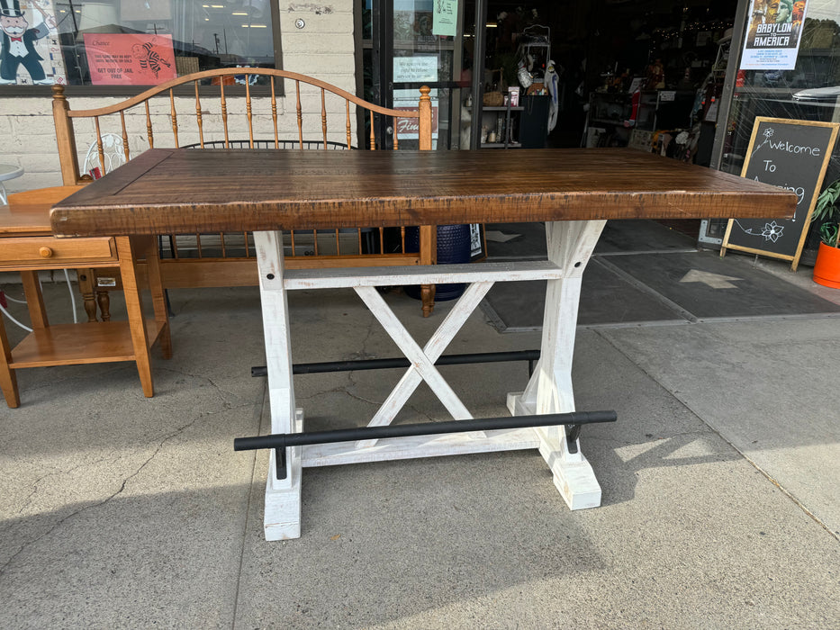 Valebeck Rustic Farmhouse 36" Counter Height Dining Table Brown & White 33161