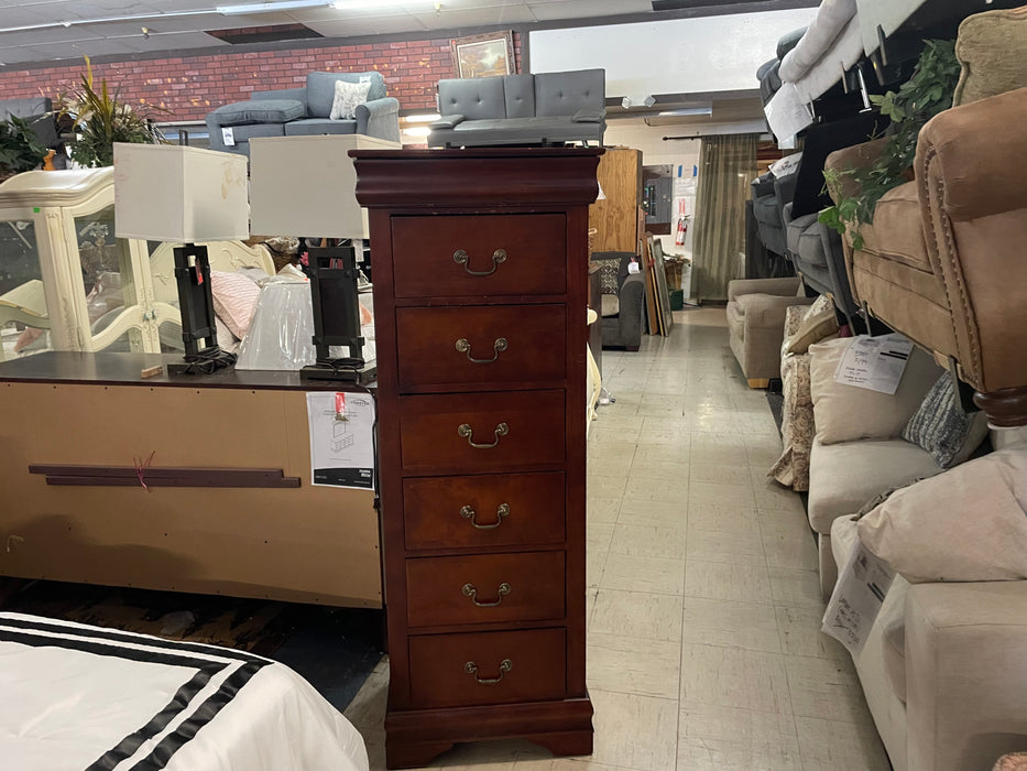 Louis Philippe tall narrow 7-drawer lingerie chest dresser mahogany finish 33192