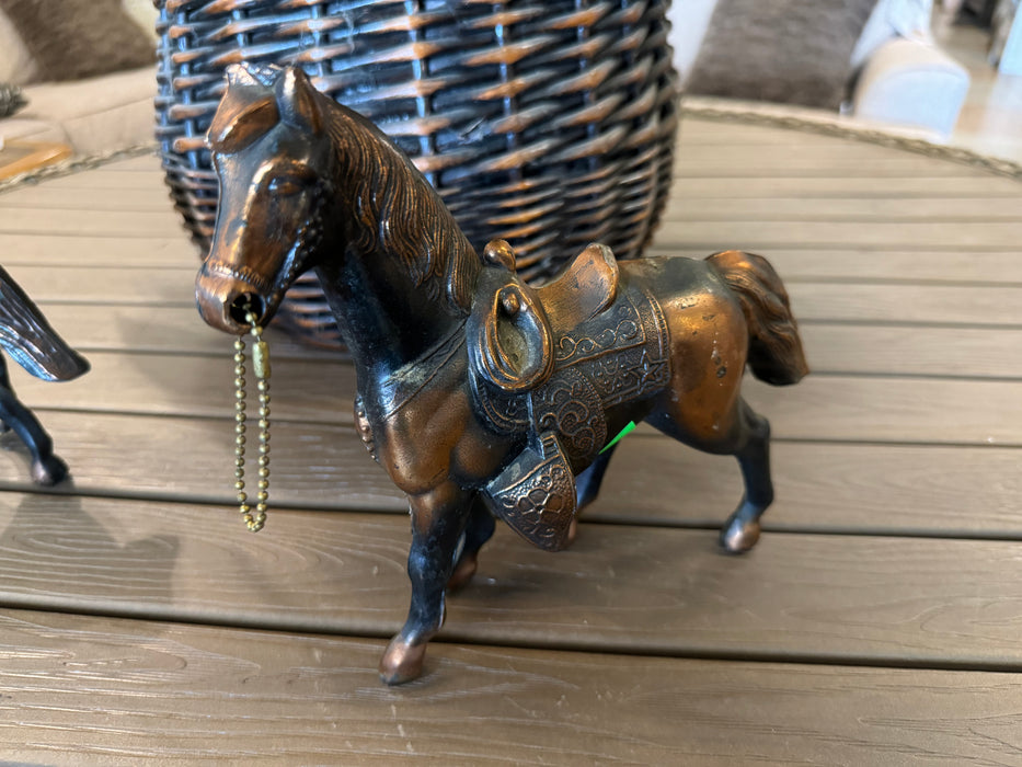 1960s Metal copper/bronze toned horses 5pc set 33202